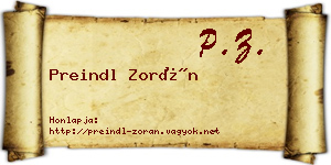 Preindl Zorán névjegykártya